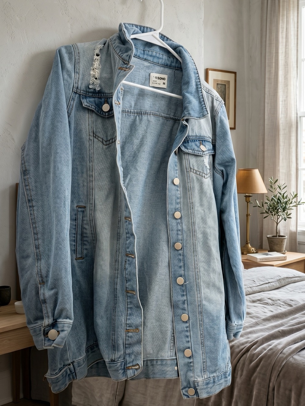 Light Blue Long Denim Jacket - Picture 3 of 3